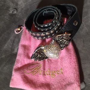 Bridget Shuster black studded leather belt